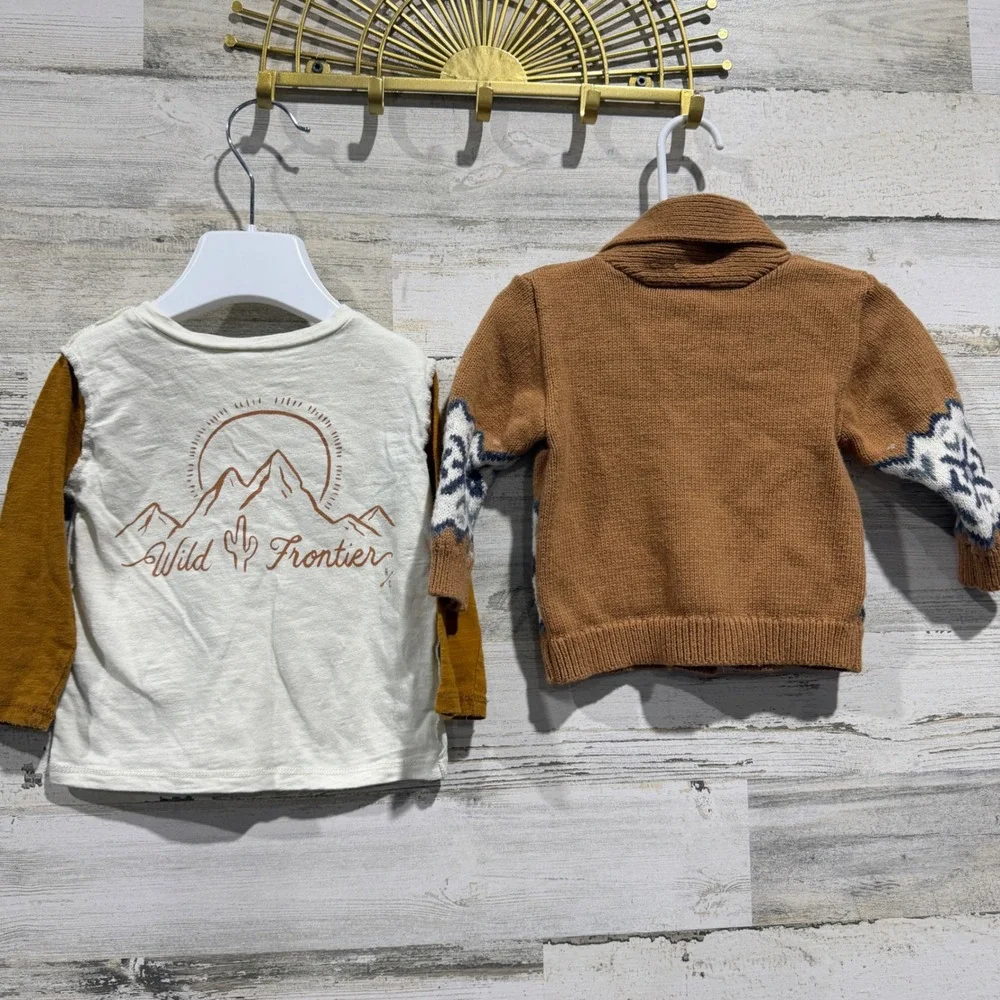 Rylee + Cru Cat&Jack Osh Kosh Baby Boy 3-12m Brown Cream Bundle Nordic Boho GUC*